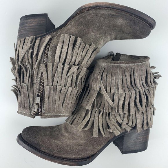 Freebird Belle Boots 7 Taupe Brown Leather Suede - Picture 5 of 12